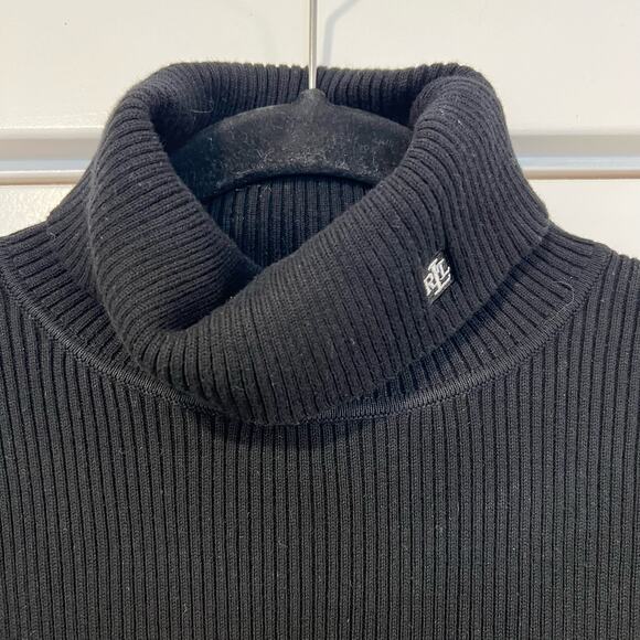 Lauren Ralph Lauren Women's Turtleneck Sweater Black White Stripes Size Large - Picture 4 of 9